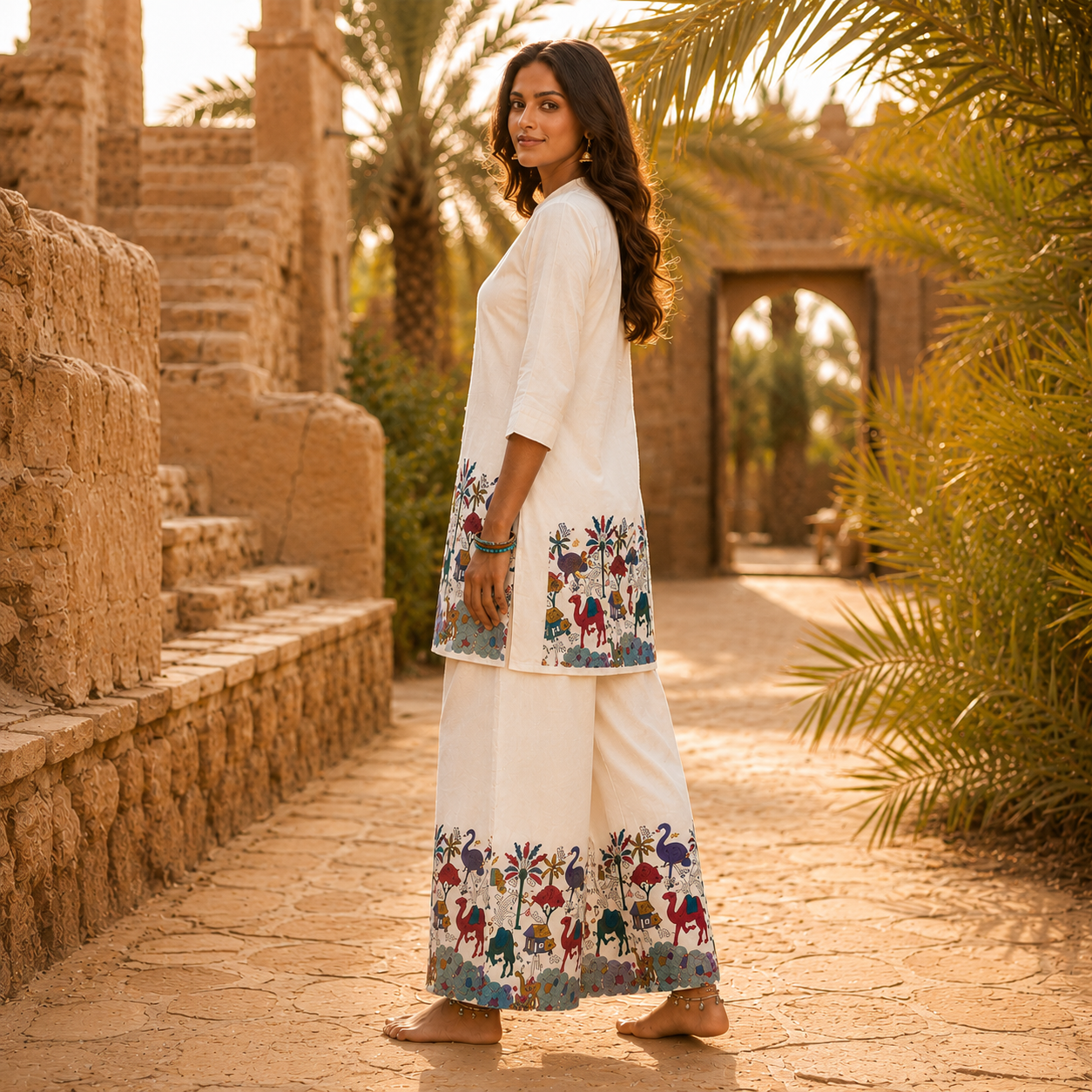 Embroidered Folk Co-Ord Set – Elegant Cotton Blend Co-Ord Set